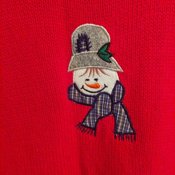 Vintage Bobbie Brooks Ugly Christmas Sweater Vest Red Beaded Snowman Sz Medium - Picture 6 of 7